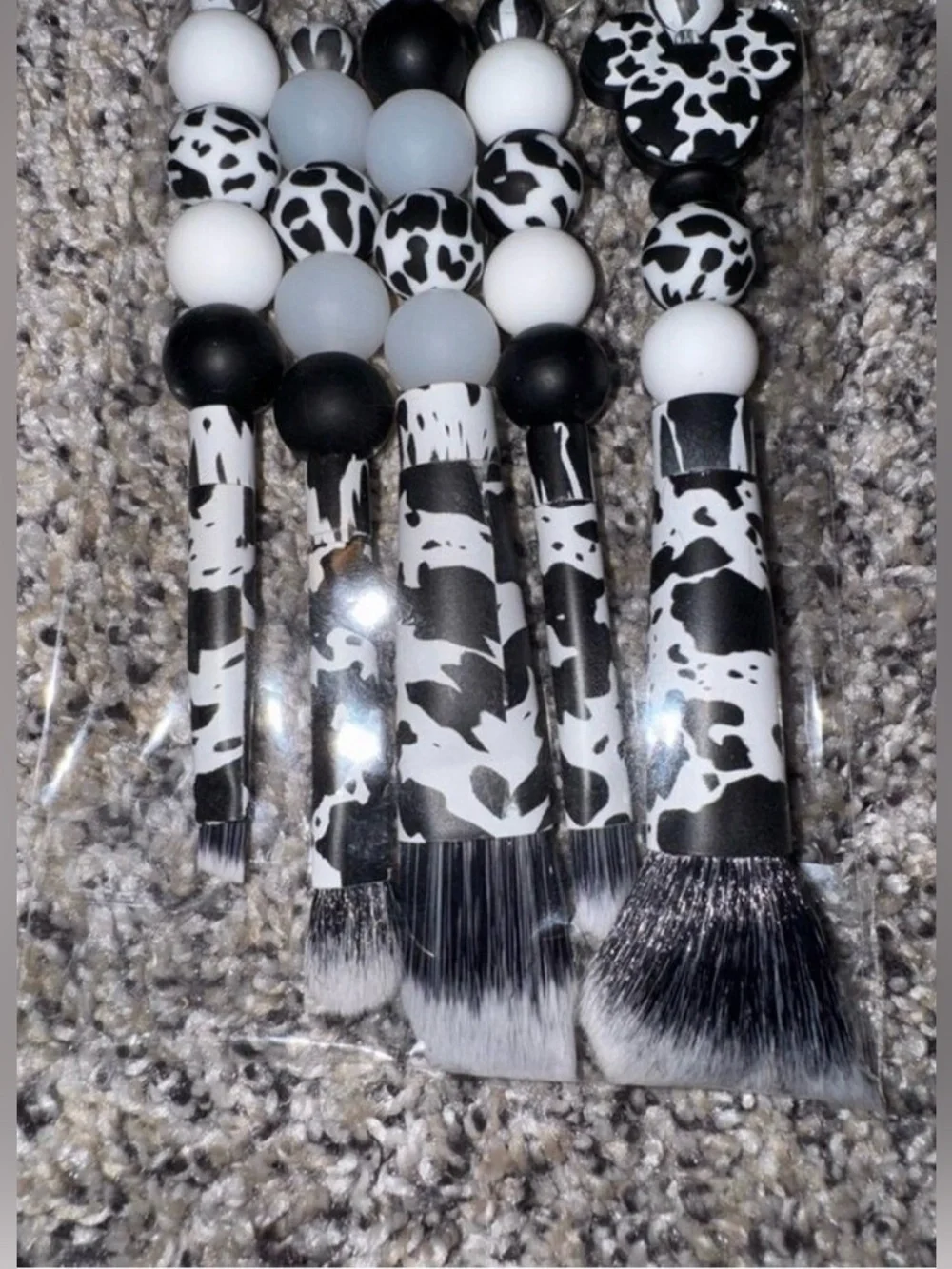 Handmade Cow Print Makeup Brush Set